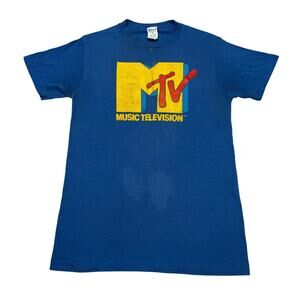 Vintage 80s MTV Music Television Logo Single Stitch T Shirt Men's Small